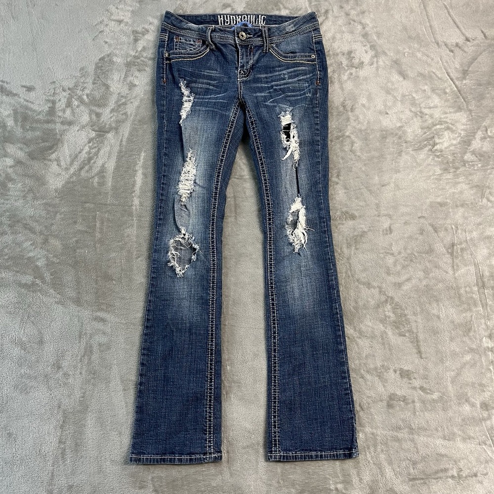 Hydraulic Bailey Slim Boot Jeans Womens 5/6 Distressed Flap Pocket Bootcut